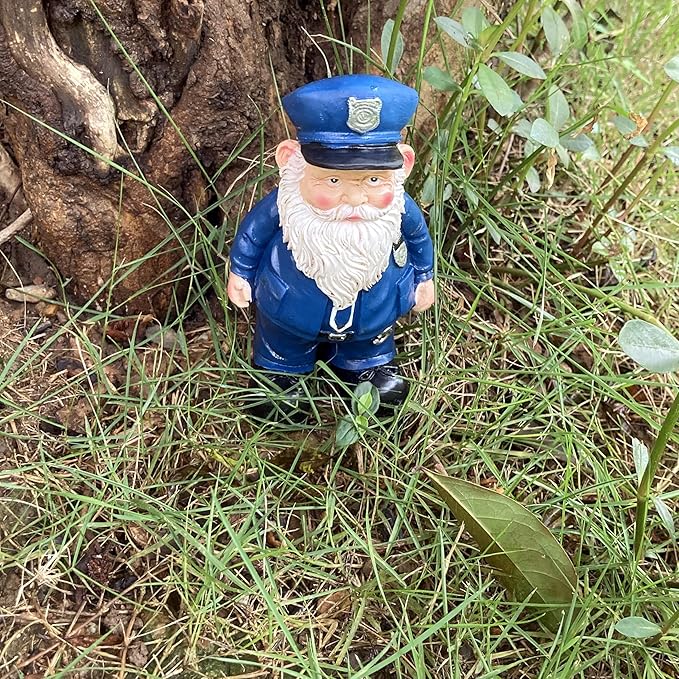 molchagar Police Garden Gnome Statue,United States Police Officer Gnome Figurine Gift for Home Decor Outdoor Yard Art Lawn Ornaments