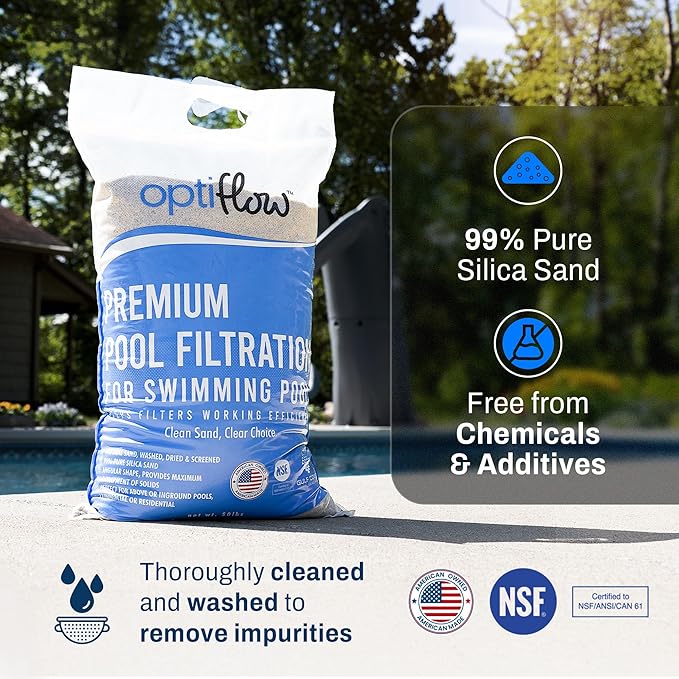 2-Pack Pool Filter Sand, Premium Filtration with Pure Silica Formula, 50 Lbs - Swimming Pool System Accessories and Supplies for Cleaning and Maintenance