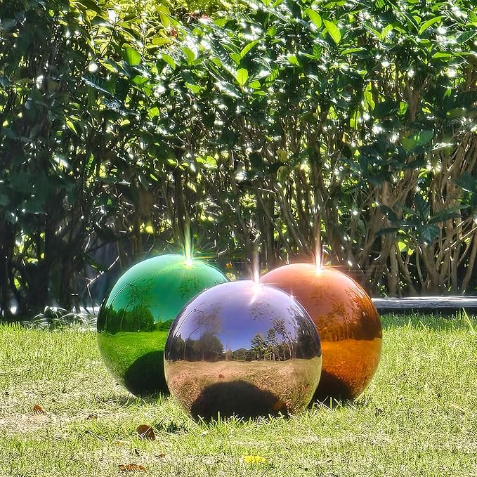 Stainless Steel Gazing Globe Mirror Ball, Decorative Gazing Balls for Garden, Reflective Smooth Garden Ball Sphere for Outdoor Yard Decoration (Orange, Dia: 12 inch)