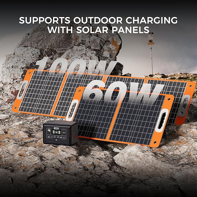 Flashfish 200W Portable Power Station - 153Wh LiFePO4 Battery, 400W Surge, Pure Sine WaveAC Outlets, 60W PD USB-C, Fast Recharge, Solar Generator for Home, Camping & Emergencies