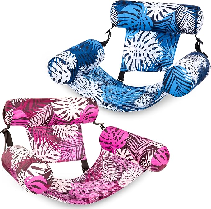 SLOOSH Inflatable Pool Floats Adult,2 Packs Floating Lounge Chairs,Blow up Pool Noodles for Adult Heavy Duty,Floating Chair for Party Summer Water Beach Lake Fun