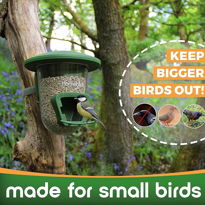 Outdoor Small Bird Feeder for Fences, Trees, Balcony and Walls - PerchPod Seed Birdfeeder, No Mess Wild Bird Feeders for Outside