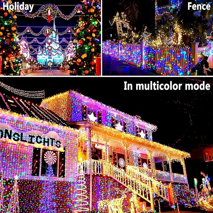 KNONEW 403ft 1000 LED Christmas Lights Color Changing String Lights Outdoor with 11 Modes for Xmas Tree Trunk Yard Porch Outdoor Wedding Party Decorations (Warm White to Multicolor)