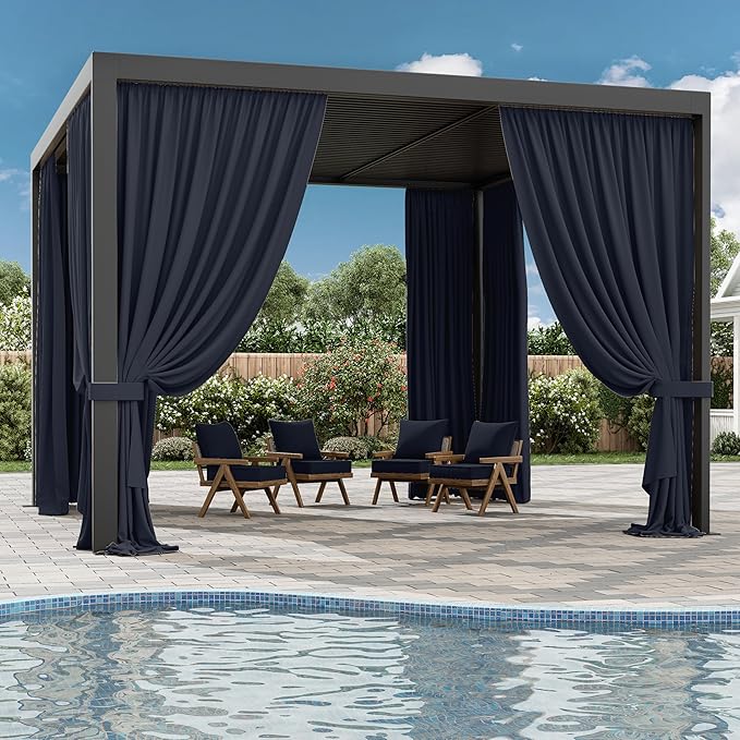 Gazebo Universal Replacement Privacy Curtain,12'×12' Gazebo Outdoor Waterproof Curtains, 4-Panels Sidewall Curtains with Double Zipper for Patio Canopy, Garden and Backyard (Curtain Only)