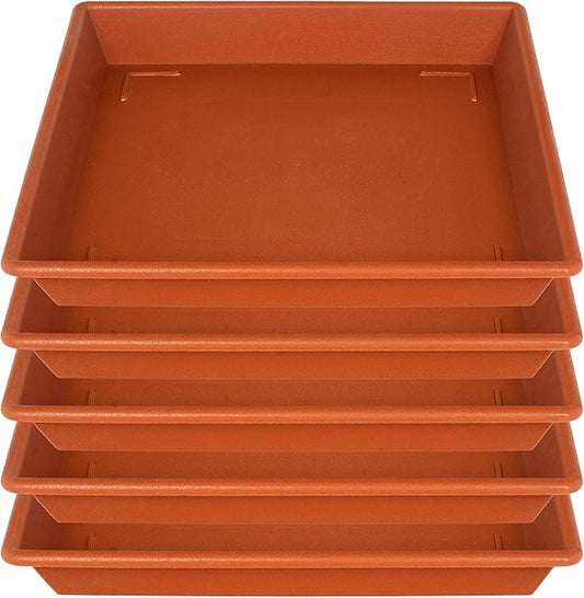 Square Plant Saucer 6 Inch 5 Pack6 8 12 14 16 18 20 Flower Pot No Holes Plant Drip Trays, Plant Trays for Pots Heavy Duty Plastic Plant Saucers for Indoors Outdoors