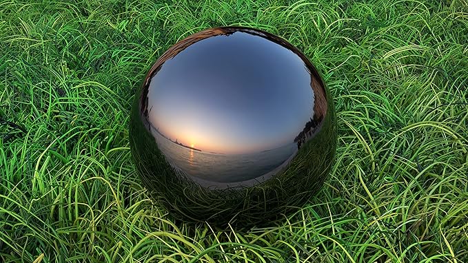 Lulu Decor, Titanium Stainless Steel Gazing Mirror Ball Size 14 with Stand