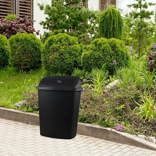 4 Pack 70 liters Large Outdoor Trash Can, Black Recycling Bin with Swing Lid