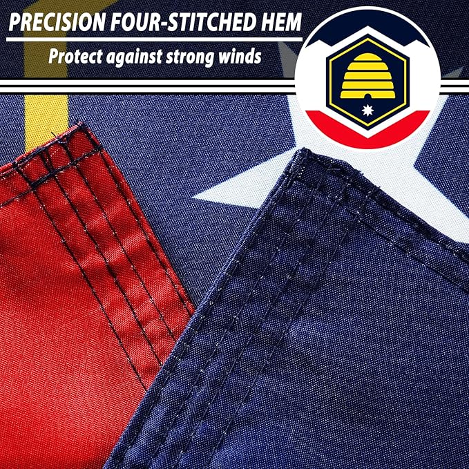 FLAGWIN New Utah Flag 3x5 FT - 3 Ply Double Sided Polyester Flag with Brass Grommets - Vivid Color and Fade Proof State of New Utah Flags 3x5 Outdoor