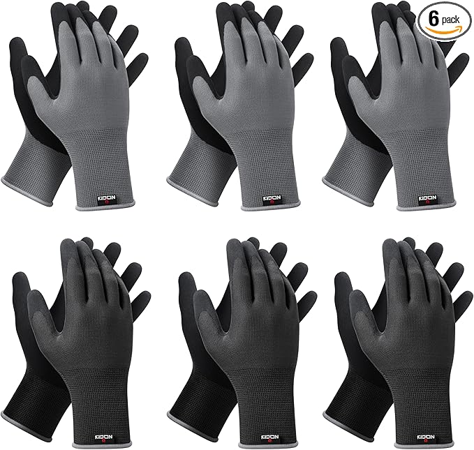 NoCry Gardening Gloves for Men with Strong Grip and Touchscreen Tips — Breathable Rubber Coated Garden Gloves with Superior Dexterity — Snug-Fitting Yard Gloves for Men or Lawn Gloves Men