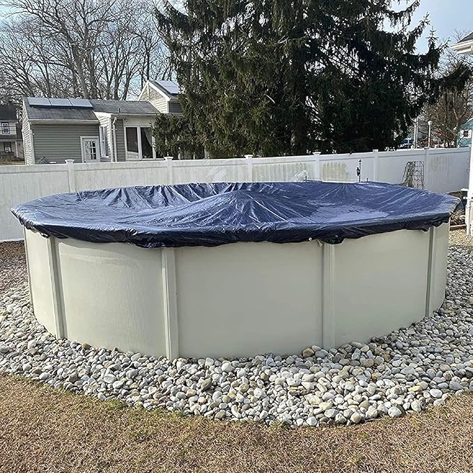 12’ ft. Premium Round Pool Winter Cover for Above Ground Pools – 10-Year Warranty, Cold and UV Resistant, Weatherproof and Durable, Winch & Cable Included