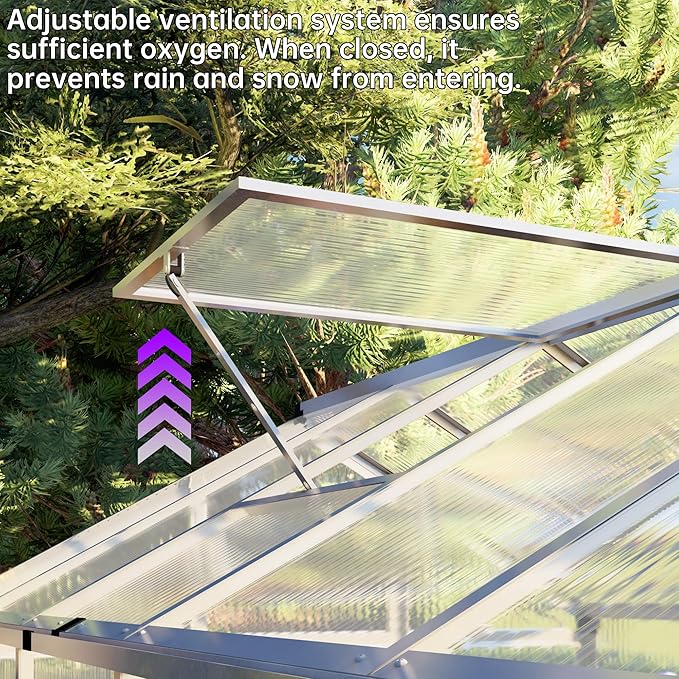 CQZY 6x6 FT Aluminum Greenhouse for Outside,Silver