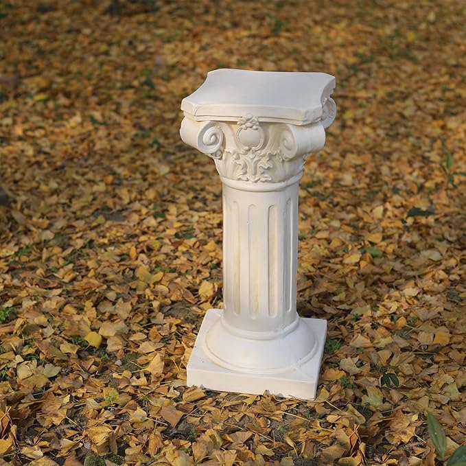 Classical Greek Ionic Order Column with Retro Old Style for Indoor Outdoor Garden Decor or Display Pedestal Pillar Stand for Plants and Sculptures,White