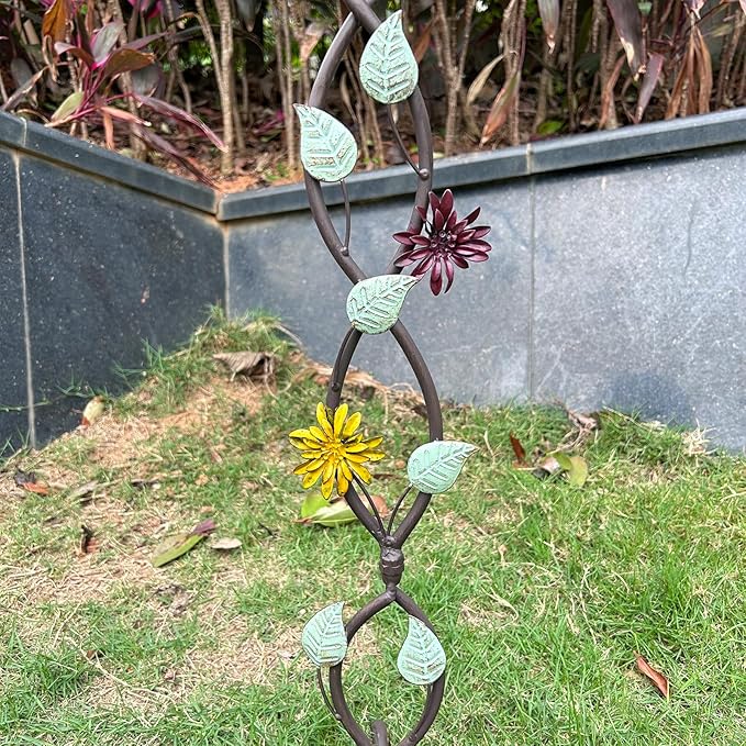 Gazing Globe Stand with 4 Prongs Base, 31.5" Garden Gazing Ball Stands for 10-12 Inches Gazing Globe Balls, Metal Vines Glass Ball Display Stand Holder for Outdoor Garden Yard Lawn, Vintage