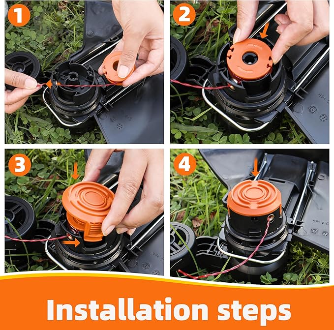 Trimmer Spool Line for Worx 14 Pack WA0010 Edger Spools Replacement for Worx Weed Eater String Suitable for Worx String Trimmers(12 Grass Trimmer Line, 2 Trimmer Cap)