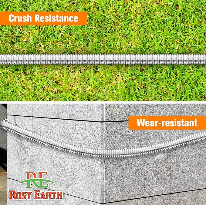 Metal Garden Hose 150 FT - 304 Stainless Steel Water Hose 150 FT - Expandable Short Flexible Garden Hose,no Kink Explosion, no Bite