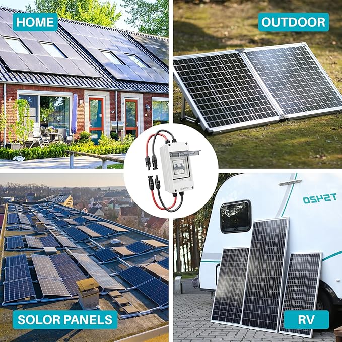 Solar Panel Disconnect Switch 10A 2P 400V Dc/AC Breaker Disconnect Box Outdoor Breaker Box Suitable for photovoltaic and Wind Energy Home Battery Systems (10 Amps)