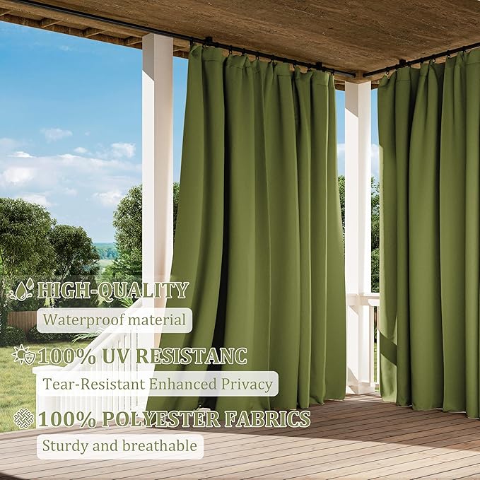 Gazebo Universal Replacement Privacy Curtain,10'×10' Gazebo Outdoor Waterproof Curtains, 4-Panels Sidewall Curtains with Double Zipper for Patio Canopy, Garden and Backyard (Curtain Only)