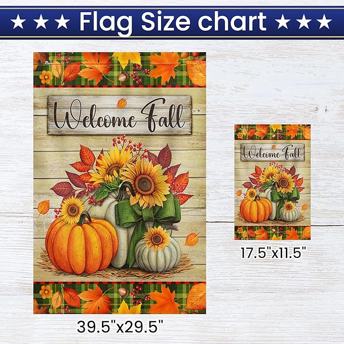 FLAGWIX Pumpkins Fall Flags for Outside - Garden Flags for Outside 11.5" x 17.5" - Fall Decorations for Home, Thanksgiving Gifts for Women Men, Thanksgiving Decorations for Garden Home Decor