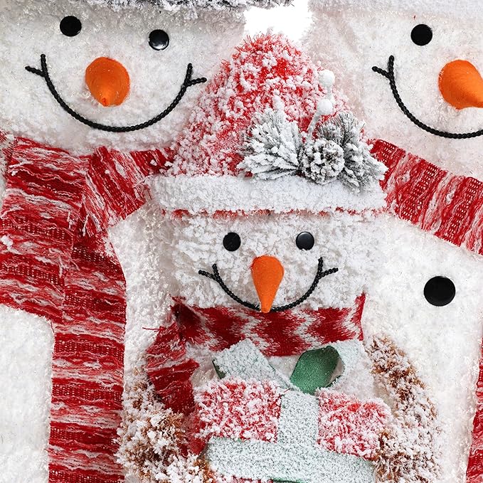 LuxenHome 3.5FT Lighted Snowman Family Outdoor Decorations, Prelit Frosted Snowman with Hat and Scarf, Illuminated Christmas Decorations Indoor and Outdoor for Porch, Lawn, Holiday Yard Decor