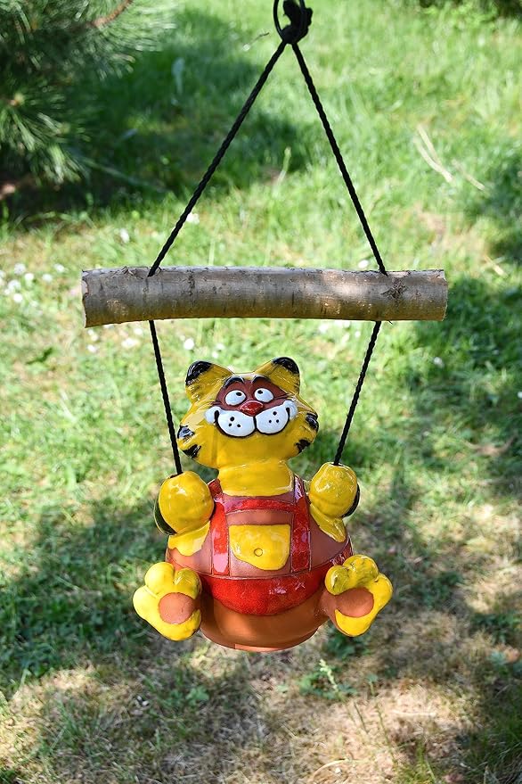 Ceramic Garden Decor - Cat Lawn Stake - Outdoor Statue - Perfect, Unique Gifts for Gardeners Woman, Men, Yard Gifts - Handmade, Frostproof