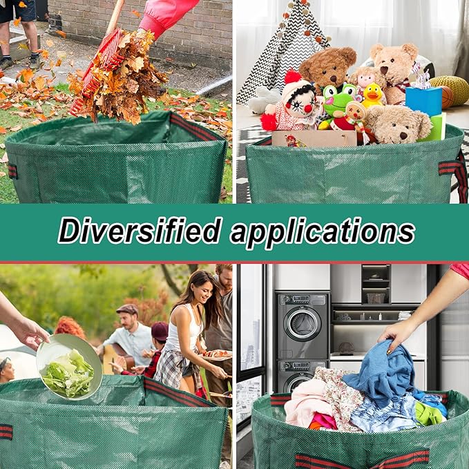 53 Gallon 1/2/3-Pack Leaf Bags,Yard Maintenance Must Haves,Large Yard Dustpan-Type Reusable Lawn Bags Yard Waste Bags,Foldable Garden Leaf Collector for Leaves,Debris,Clippings,Lawn Trash