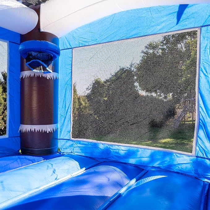 HERO KIDDO Ocean Shark Commercial Grade Lightweight Premium Bounce House Water Slide with Detachable Pool for Kids and Adults (with Blower), Basketball Hoop, Outdoor Indoor, Wet Dry Combo
