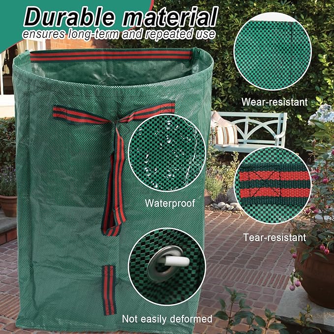 53 Gallon 1/2/3-Pack Leaf Bags,Yard Maintenance Must Haves,Large Yard Dustpan-Type Reusable Lawn Bags Yard Waste Bags,Foldable Garden Leaf Collector for Leaves,Debris,Clippings,Lawn Trash