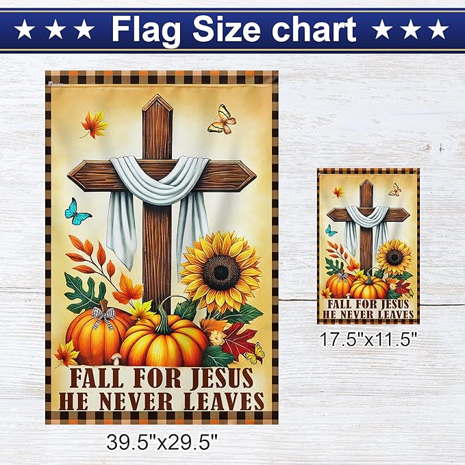 FLAGWIX Fall Christian Flag - House Flags for Outside 29.5" x 39.5" - Christian Gifts for Women Faith, Fall Decorations for Home, Thanksgiving Decorations for Garden Decor, Outdoor Decor for Patio