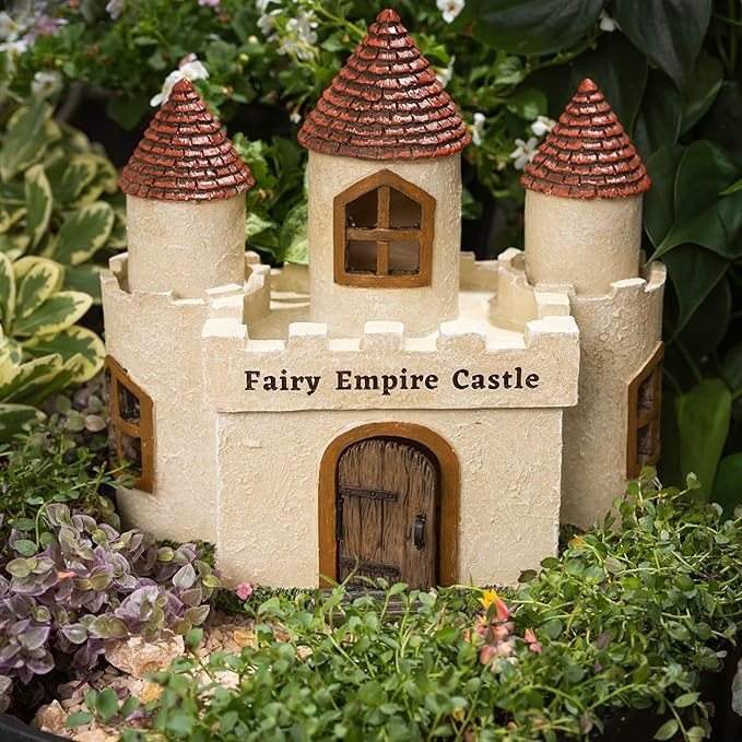 PRETMANNS Fairy Garden House – Large Fairy House for Outside – 9” High with Door That Opens – Sturdy Fairy Garden Building – Adorable Miniature Garden Accessories Supplies