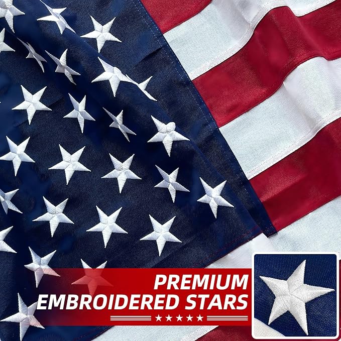 Premium American Flag 2.5x4 Ft TearProof Series for Outside, Heavy Duty Outdoor，Longest Lasting, Super Tough Fade Resistant Spun Polyester, High Wind US Outdoor Flags Embroidered Stars, Sewn Stripes, Brass Grommets