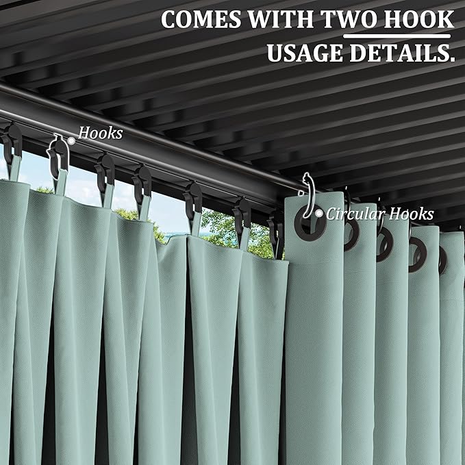 Gazebo Universal Replacement Privacy Curtain,12'×16' Gazebo Outdoor Waterproof Curtains, 4-Panels Sidewall Curtains with Double Zipper for Patio Canopy, Garden and Backyard (Curtain Only)