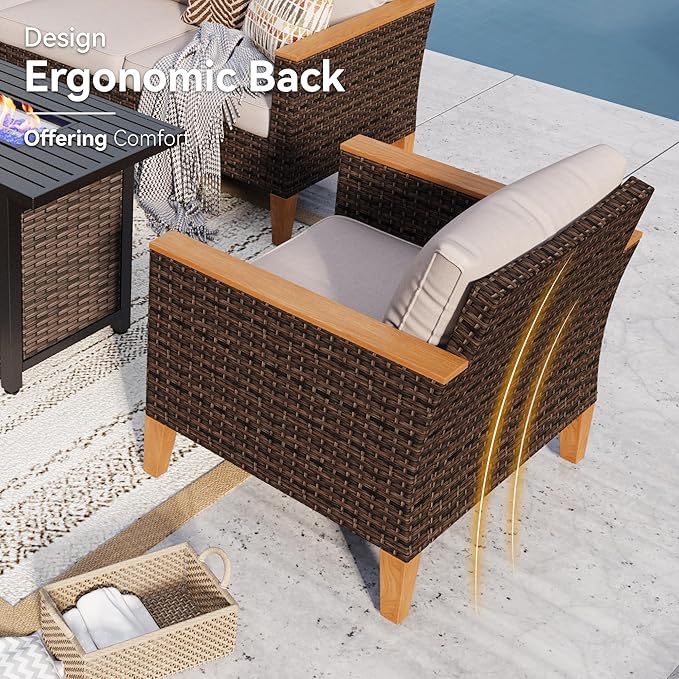 GREEN PARTY 11 Pieces Wicker Patio Furniture Set, All-Weather Outdoor Rattan Half-Moon Curved Patio Sectional Sofa Conversation Set 11 Seats for Garden, Backyard, 2 x Ottomans