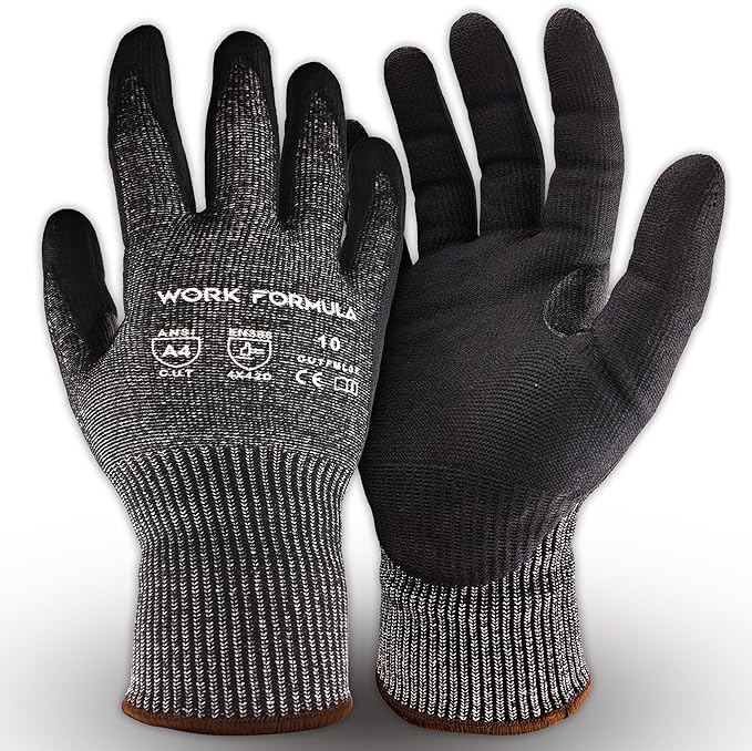 2/5 Pack Snug Fit Cut Resistant Gloves, ANSI A4, XS-3XL, Men/Women, Metal/Glass/Wood/Box Cutting, Fishing, HVAC
