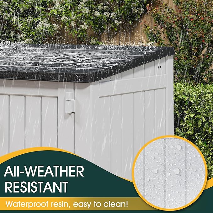 NUNU LAB Outdoor Storage Cabinet 36 Cu.Ft Garden Storage Shed Waterproof Lockable for Garden Hoses, Generator, and Lawn Mower