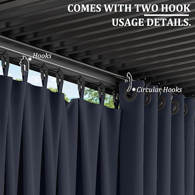 Gazebo Universal Replacement Privacy Curtain,12'×12' Gazebo Outdoor Waterproof Curtains, 4-Panels Sidewall Curtains with Double Zipper for Patio Canopy, Garden and Backyard (Curtain Only)