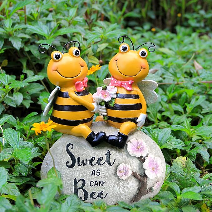 Leekung Bee Statue for Garden Decor,Honey Bee Gifts Spring Decor for Outdoor,Bumle Bee Figurines Decoration for Garden Patio Yard Lawn&Indoor Table Shelf Kitchen Home Decor,Best Gifts for Bee Lovers