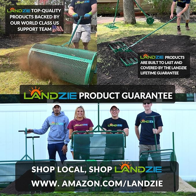 LANDZIE - The Original Lawn Leveling Rake – 24" Steel Handle Yard Leveler, Lawn Level Tool for Creating a Flat Surface - Works for Soil, Dirt, Topdressing, and Ground