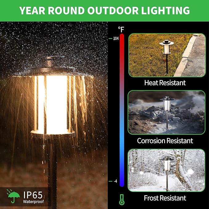 12V Landscape Path Light, 5 Color Temperature Selectable Pathlight LED, IP65 Waterproof Walkway Lights Low Voltage Hardwired, 5W 150LM ORB Metal Outdoor for Garden Walking Area (8 Pack)