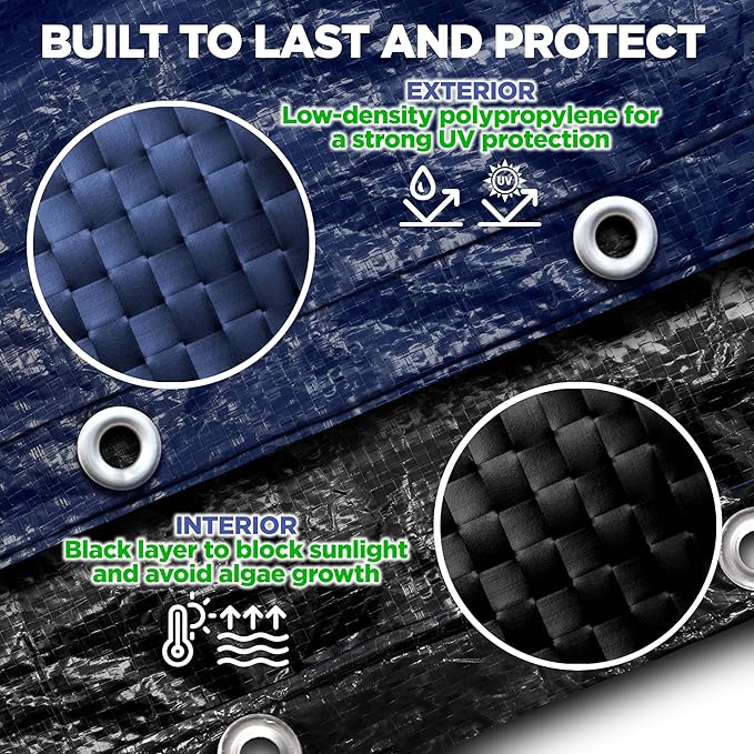 12 x 20 ft Oval Pool Covers for Above Ground Pools, Oval Winter Pool Cover, Swimming Pool Cover, 12x20 Pool Cover, Keeps Out Debris, Cold and UV Resistant, Supreme Mesh, Navy Blue