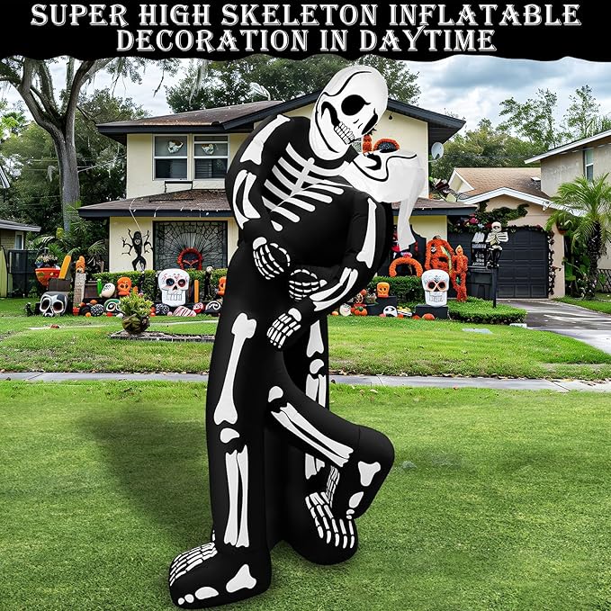 6 Ft Halloween Inflatable Outdoor Decoration, Skeleton Blow up LoveBugs Embrace Kiss Built in LED Lights, Halloween Skeleton Lover Decor for Yard Garden Lawn
