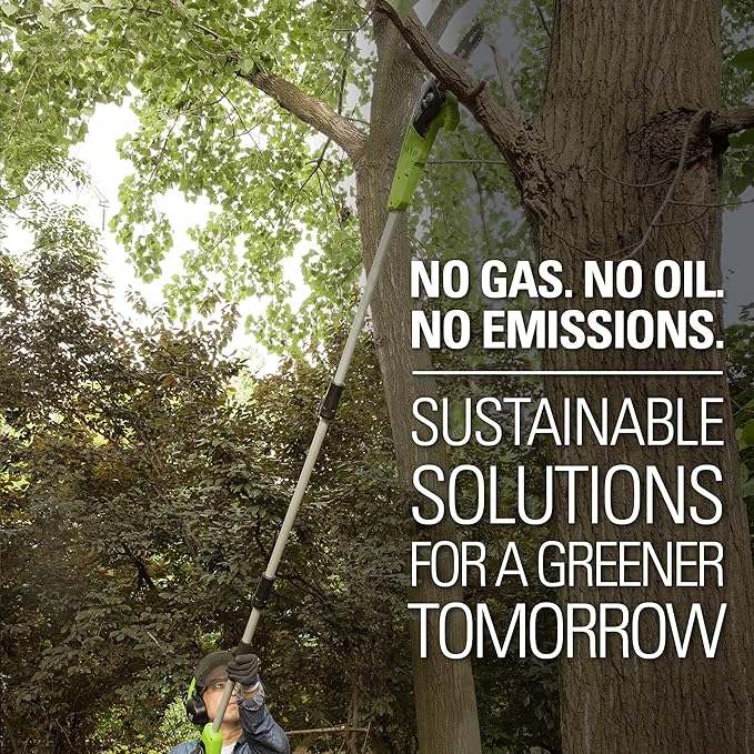Greenworks 40V 8 inch Cordless Pole Saw Battery and Charger Not Included, PS40B00