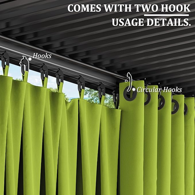 Gazebo Universal Replacement Privacy Curtain,12'×16' Gazebo Outdoor Waterproof Curtains, 4-Panels Sidewall Curtains with Double Zipper for Patio Canopy, Garden and Backyard (Curtain Only)
