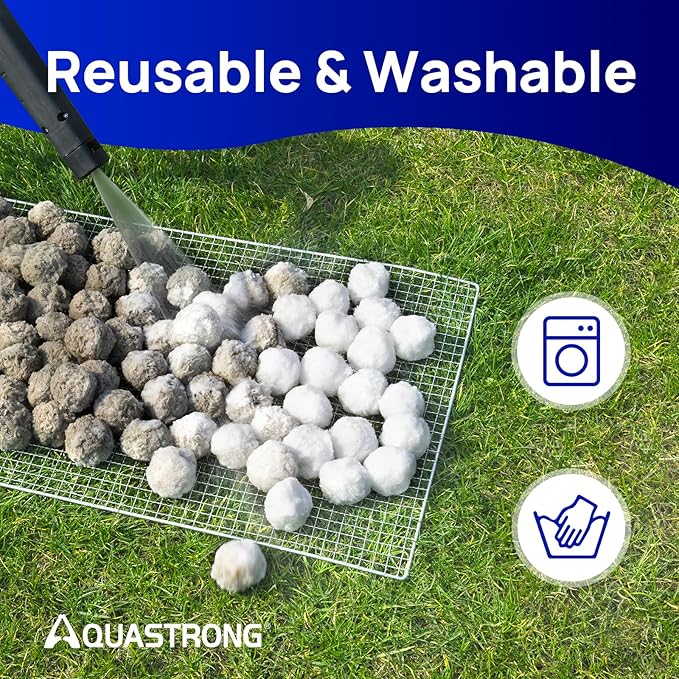 AQUASTRONG Pool Filter Balls for Sand Filters, 3.1 lbs Reusable Pool Sand Filter Balls (Replaces 100 lbs Pool Filter Sand), Efficient Water Filtration Pool Filter Balls for Swimming Pools