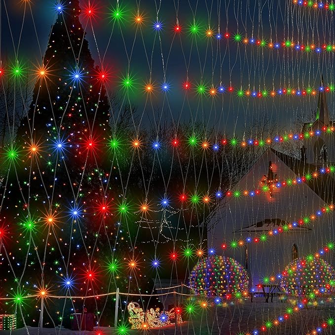 21ft x 5ft 360 LED Colorful Christmas Net Lights, 8 Modes Connectable Outdoor String Lights for Yard, Garden, Party Decor