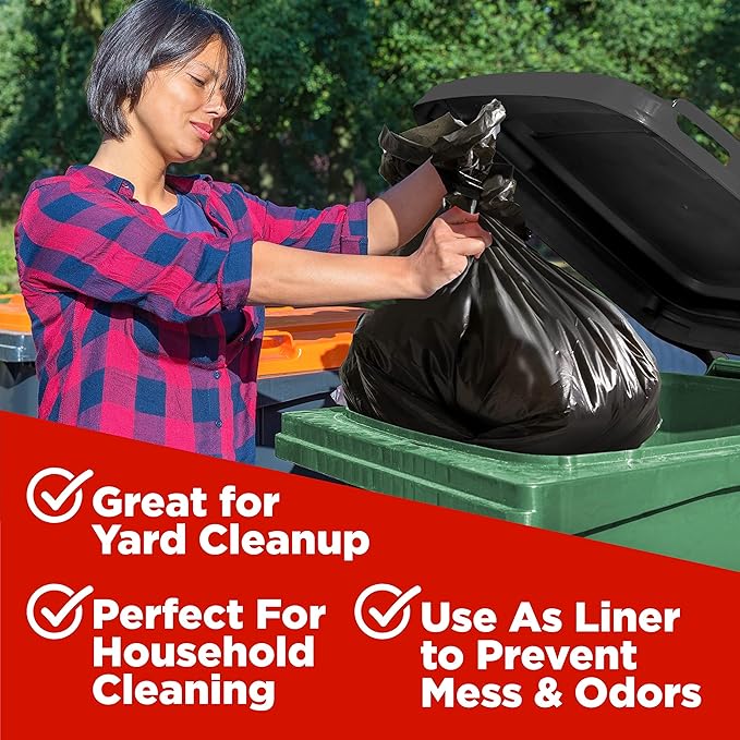 ToughBag 65 Gallon Trash Bags (120 Count) – 50x48" Large Black Garbage Can Liners – Made in USA