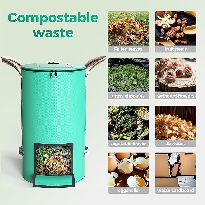 Reusable Garden Yard Waste Bag – 43 Gallon Breathable Thickened Reusable Lawn Bag, with 4 Handles for Easy Moving & Foldable Design, for Leaf & Miscellaneous Debris Collection(Green)