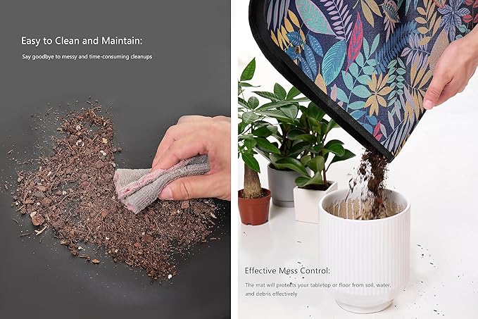 KONMAY Extra Large Foldable Waterproof Repotting Mat for Indoor Plants Transplanting and Soil Mess Control - 30''X44'' Thicken Potting Tray Gardening Mat for Succulent Repotting
