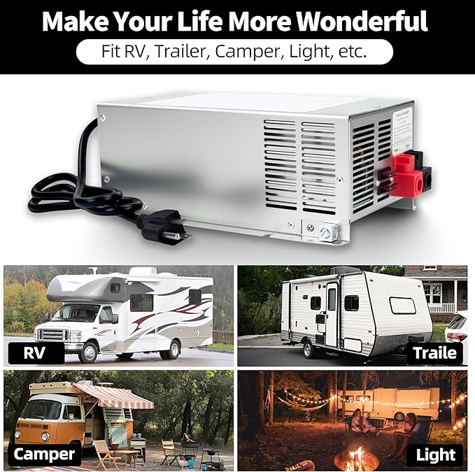 Upgrade WF-9865-AD 65 Amp RV Power Converter Charger, Replace for RV Camper WF-9800 Series, WF-9865, WF-9865-AD, for Lead-Acid/Lithium Battery Three-Stage Charge Rv Converter 65 Amp