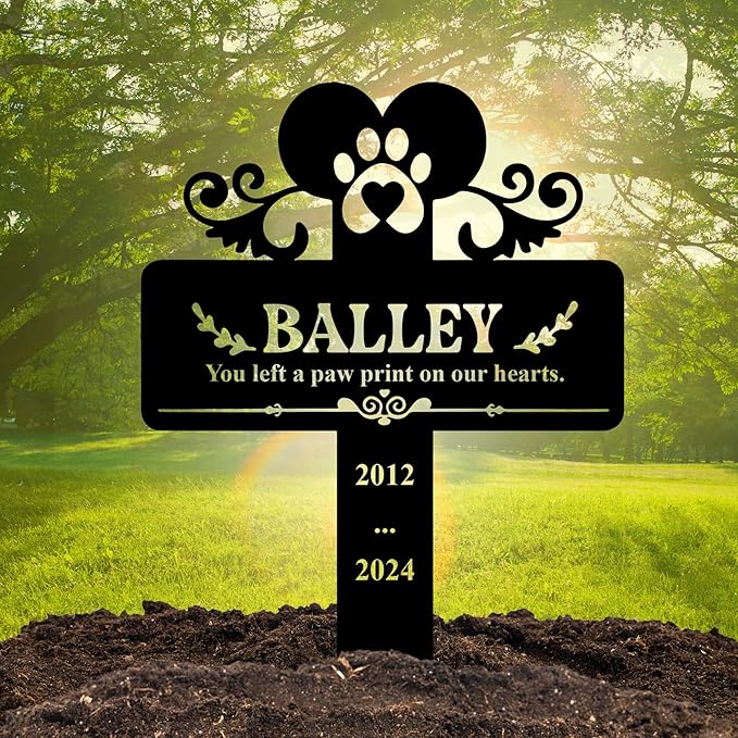 Custom Engraved Cat Grave Marker with Name and Dates | Durable Memorial Stone for Garden or Pet Cemetery | Beautiful Tribute for Cats | Weatherproof and Long-Lasting