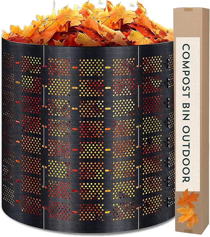 SunVara Compost Bins Outdoor Compost Bin Outdoor Composter Easy Assembling Large Capacity Yard Waste Bins Compost Bin Outside Outdoor Composting Bins